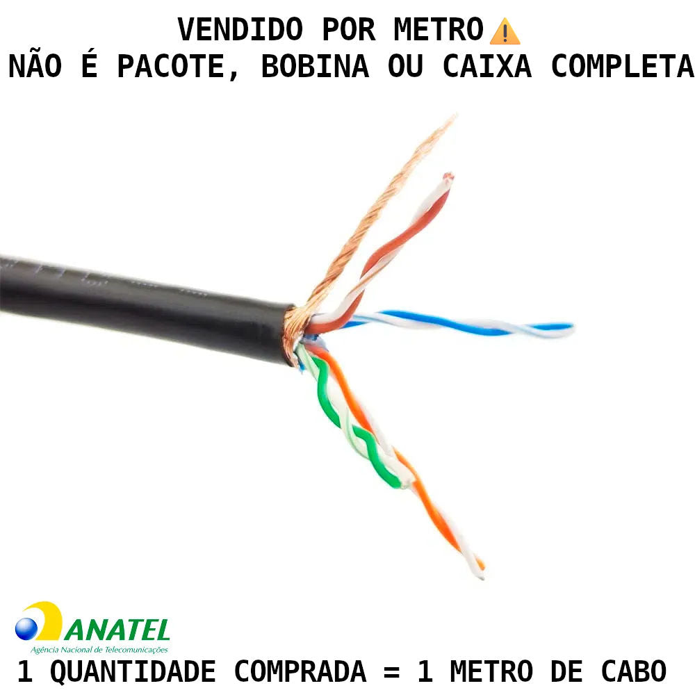 Metro de Cabo de Rede UTP Cat5 4 Pares 24AWG Preto – Condutti (Venda por Metro)